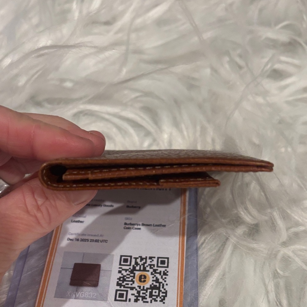 Burberrys Vintage Brown Pebbled Leather Coin Case Wallet-NWOT-Authentic - Picture 9 of 9